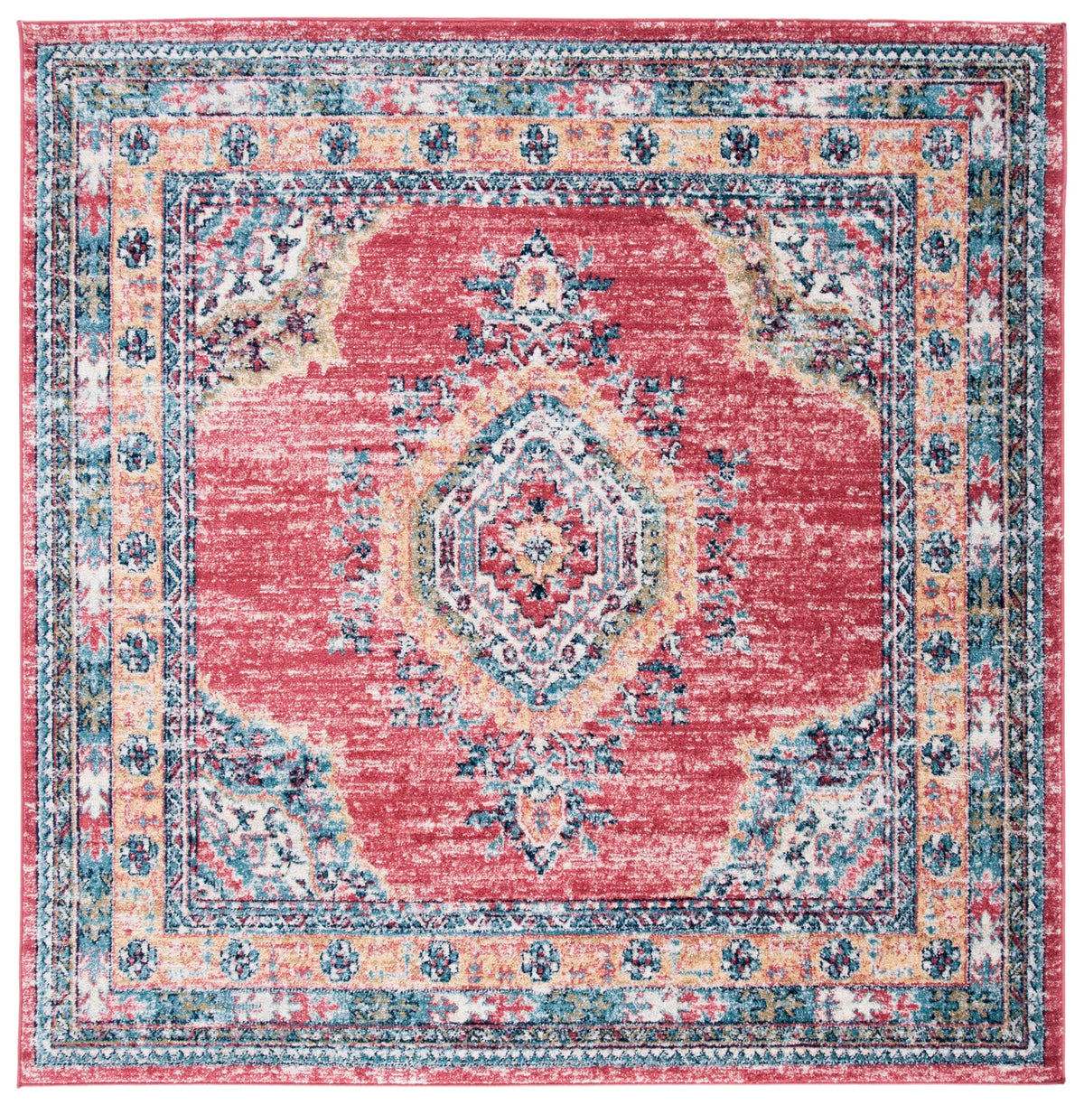 Safavieh Madison 6'-7" x 6'-7" Rug in Orange / Light Blue