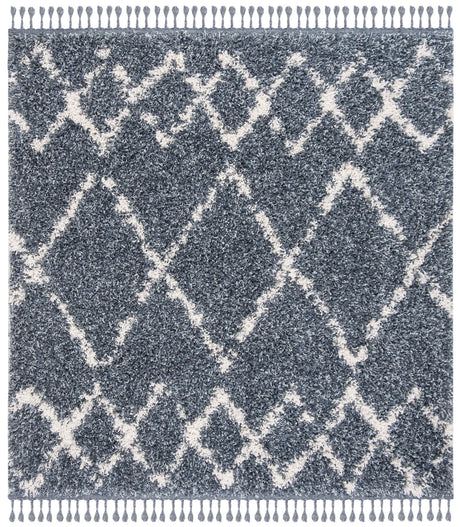 Safavieh Pro Lux Shag 400 6'-7" x 6'-7" Rug in Blue / Creme