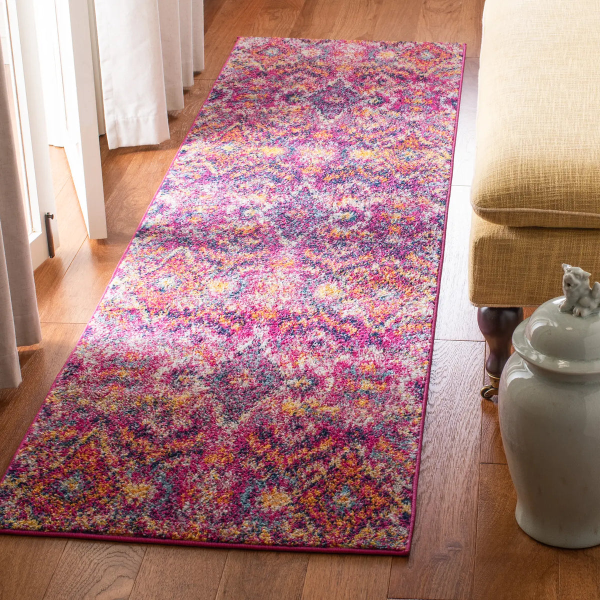 Safavieh Madison 2'-3" x 10'-0" Rug in Fuchsia / Multi