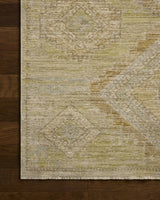 Loloi Elora ELR-09 Traditional Power Loomed Pistachio, Clay Rug - corner on wood