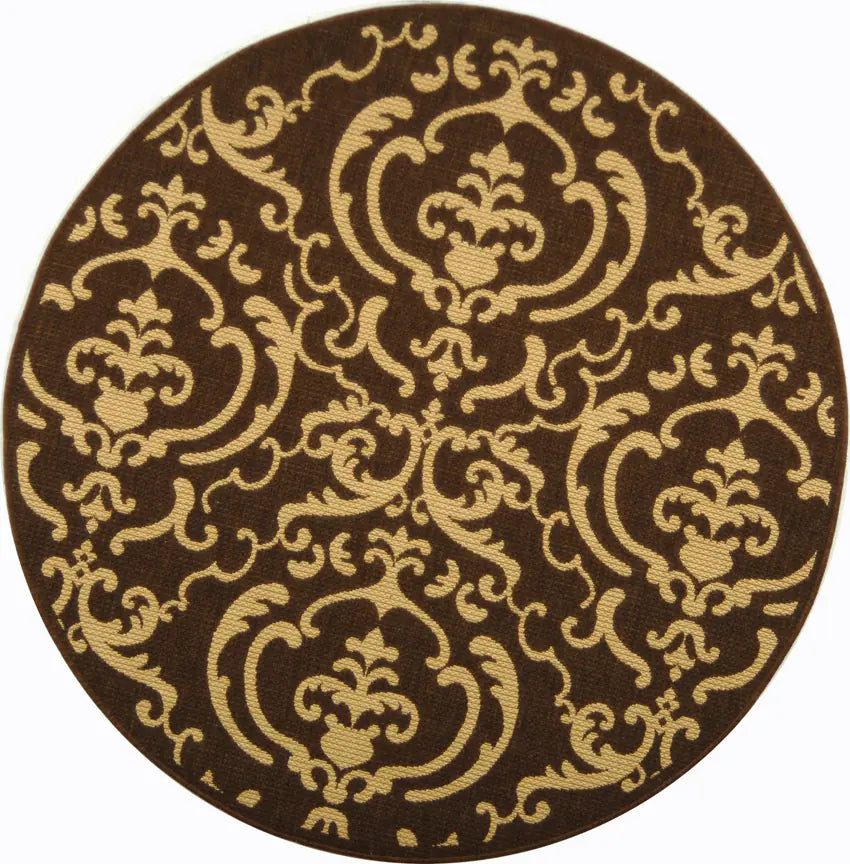 Safavieh Courtyard 5'-3" x 5'-3" Rug in Chocolate / Natural
