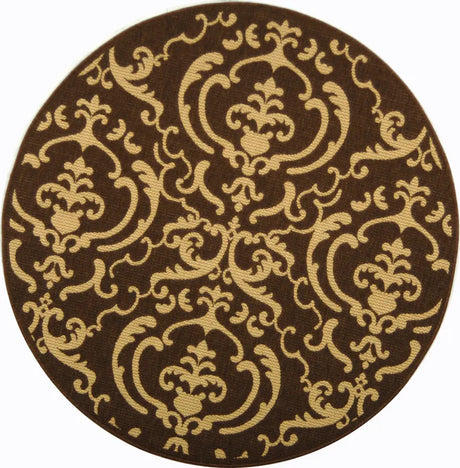 Safavieh Courtyard 5'-3" x 5'-3" Rug in Chocolate / Natural