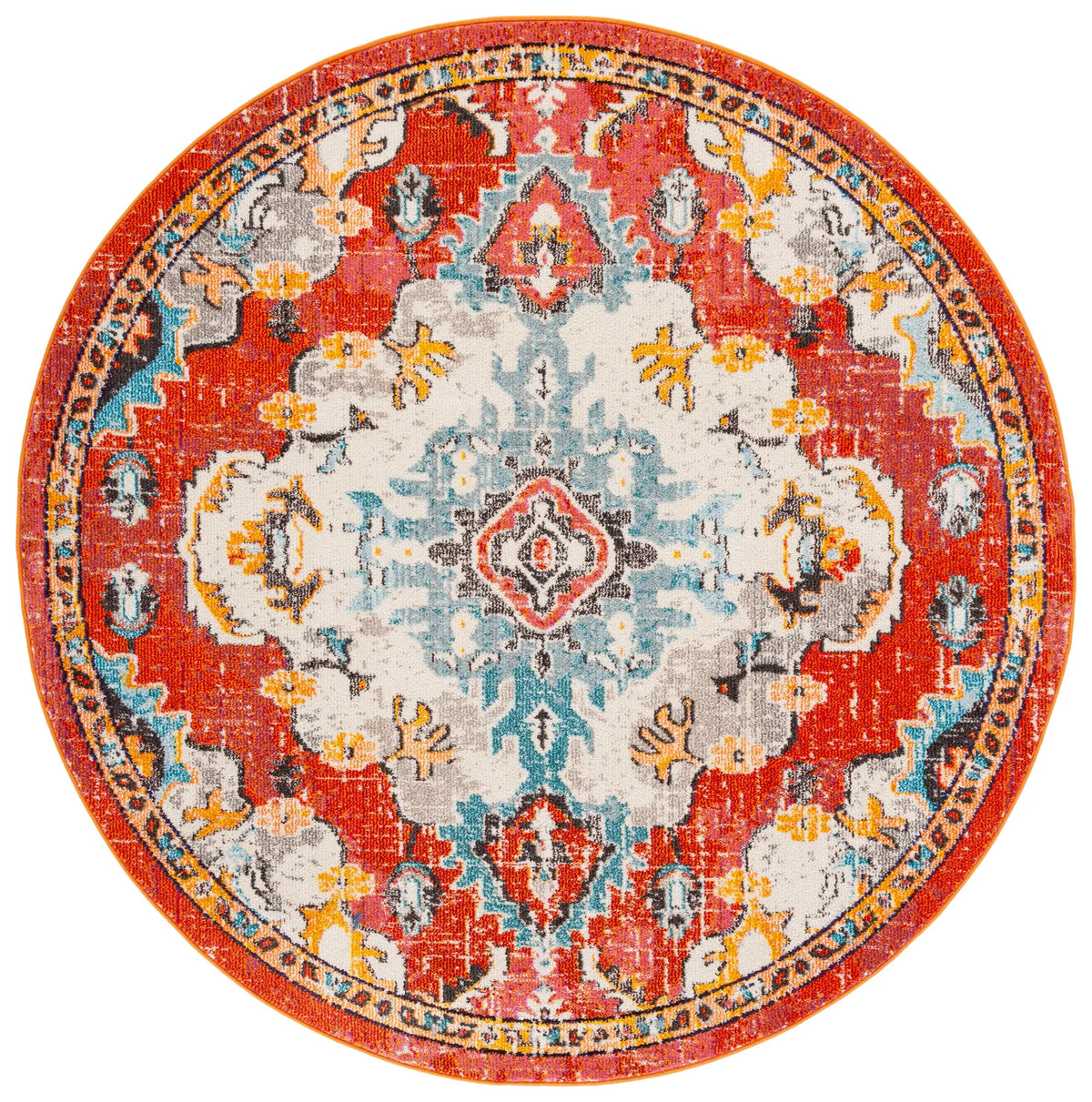 Safavieh Madison 6'-7" x 6'-7" Rug in Orange / Light Blue