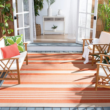 Safavieh Courtyard 10'-0" x 14'-0" Rug in Terracotta / Beige