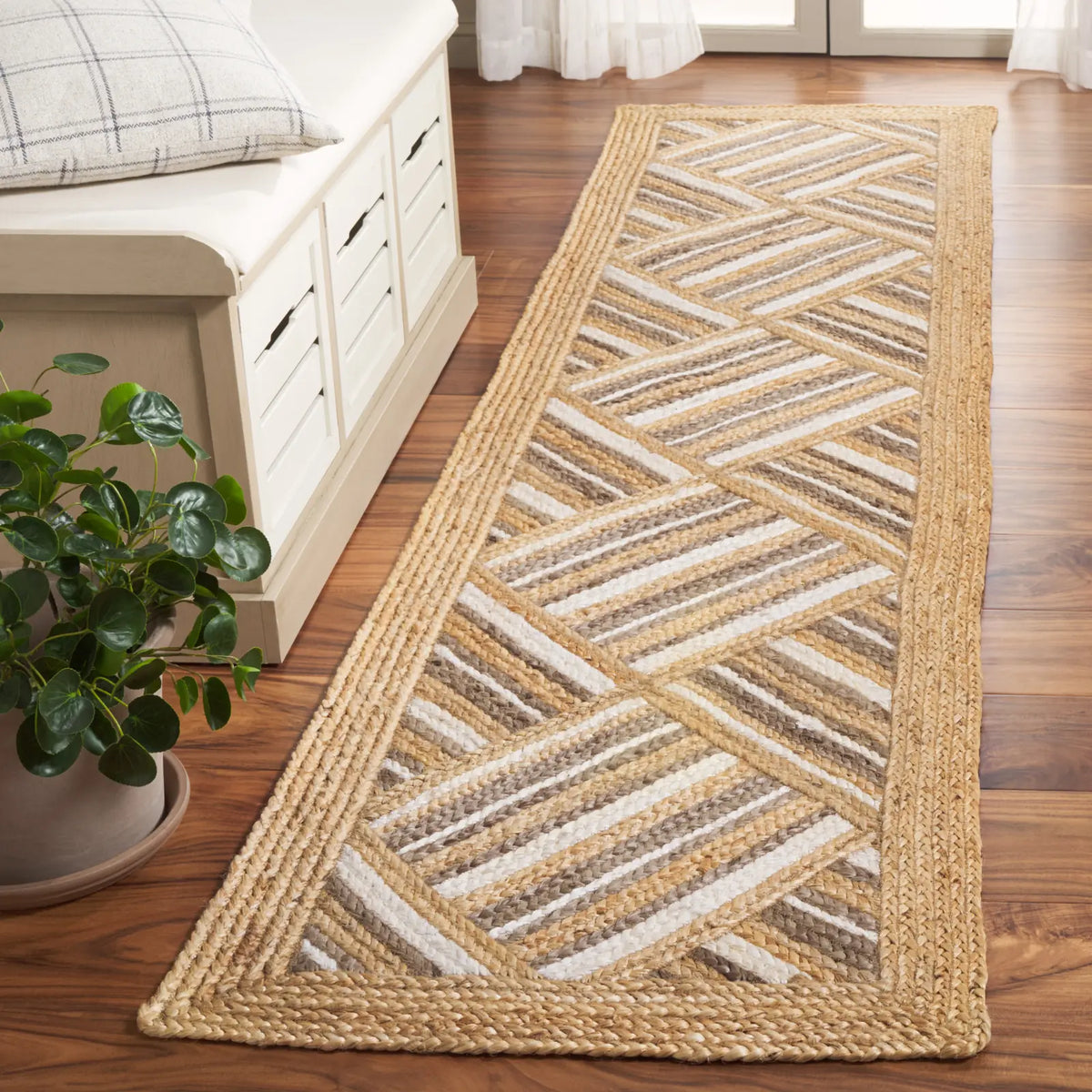 Safavieh Natural Fiber 2'-3" x 9'-0" Rug in Natural / Grey
