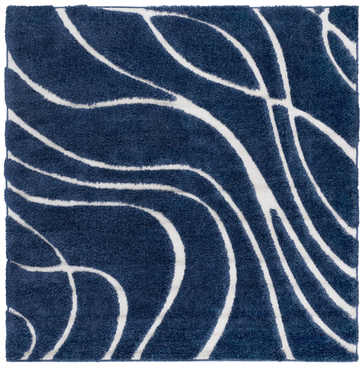 Safavieh Florida Shag 6'-7" x 6'-7" Rug in Navy / Ivory