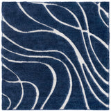 Safavieh Florida Shag 6'-7" x 6'-7" Rug in Navy / Ivory