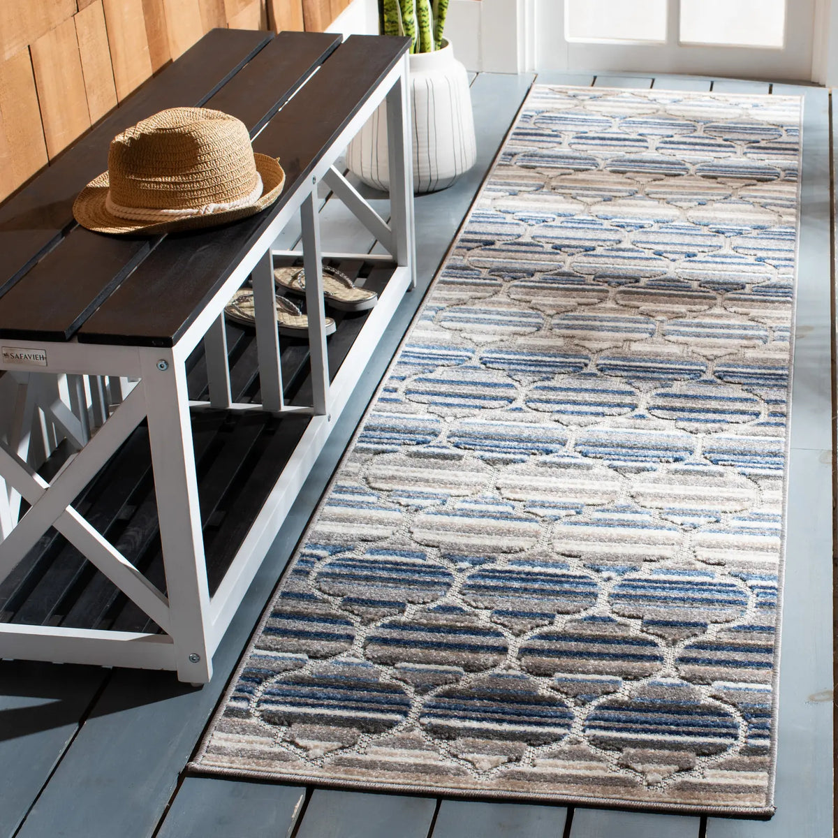 Safavieh Cabana 2'-2" x 11'-0" Rug in Blue / Grey