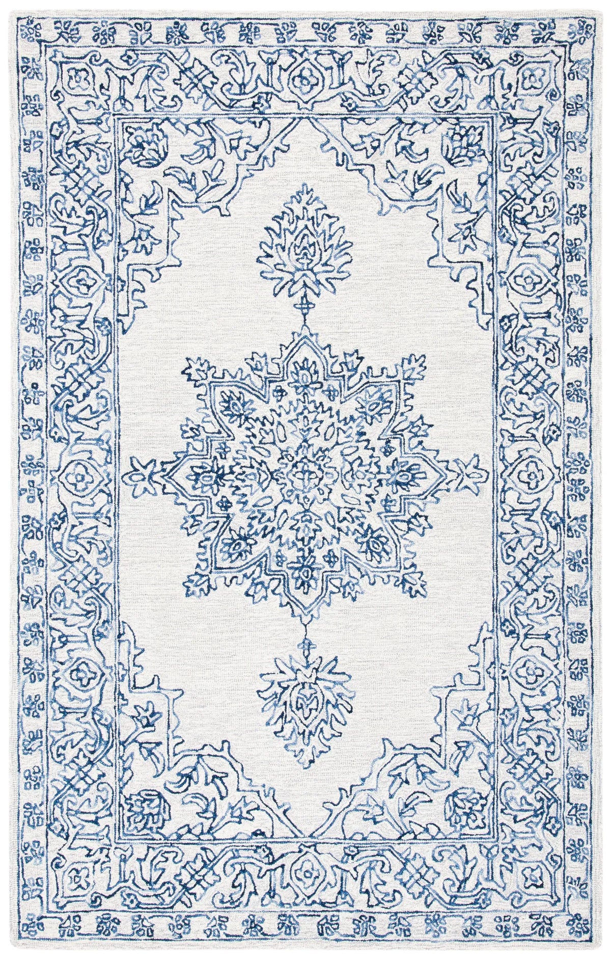 Safavieh Micro-Loop 4'-0" x 6'-0" Rug in Ivory / Blue