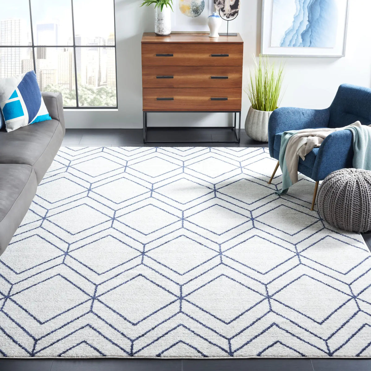 Safavieh Adirondack 10'-0" x 14'-0" Rug in Light Grey / Navy