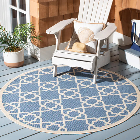 Safavieh Courtyard 5'-3" x 5'-3" Rug in Blue / Beige
