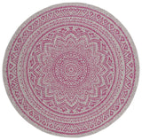 Safavieh Courtyard 5'-3" x 5'-3" Rug in Light Grey / Fuchsia