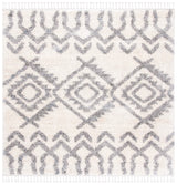 Safavieh Berber Fringe Shag 6'-7" x 6'-7" Rug in Cream / Grey