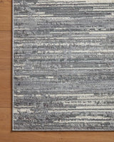 Loloi Arden Ard-03 Grey/Ivory Rug - corner on wood