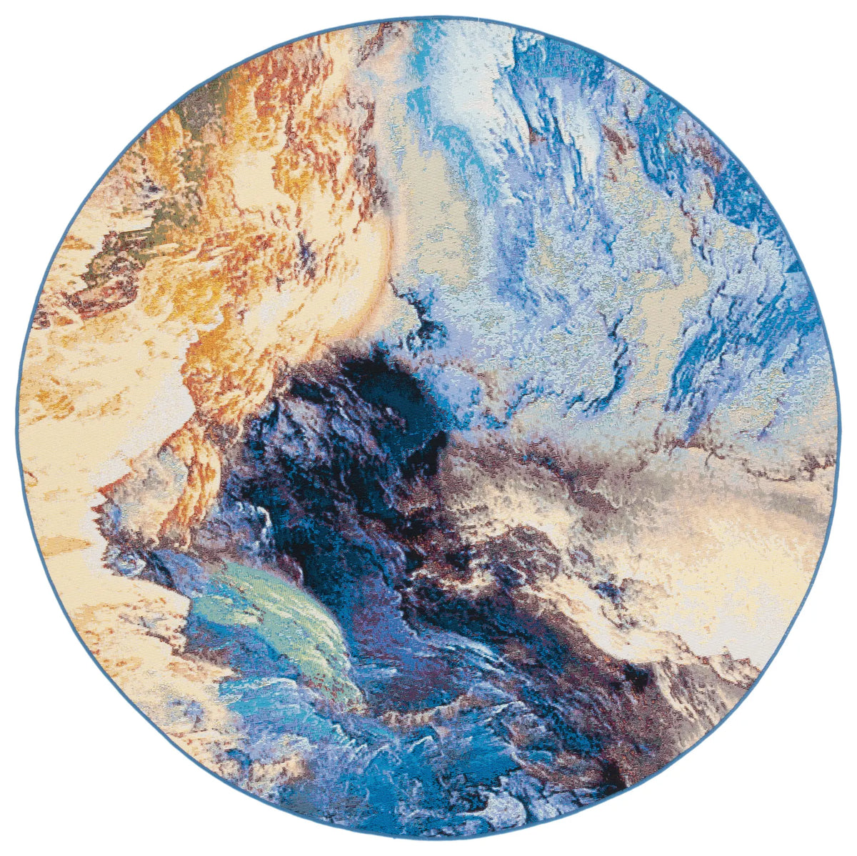 Safavieh Barbados 500 6'-6" x 6'-6" Rug in Blue / Rust Gold