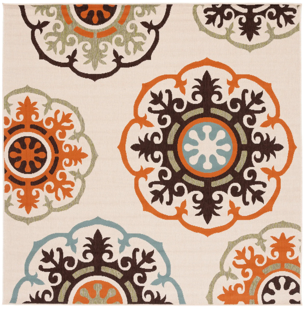 Safavieh Veranda 6'-7" x 6'-7" Rug in Cream / Terracotta