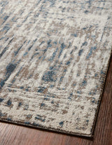 Loloi Spirit Spi-02 Stone/Blue Rugs - angled corner on wood