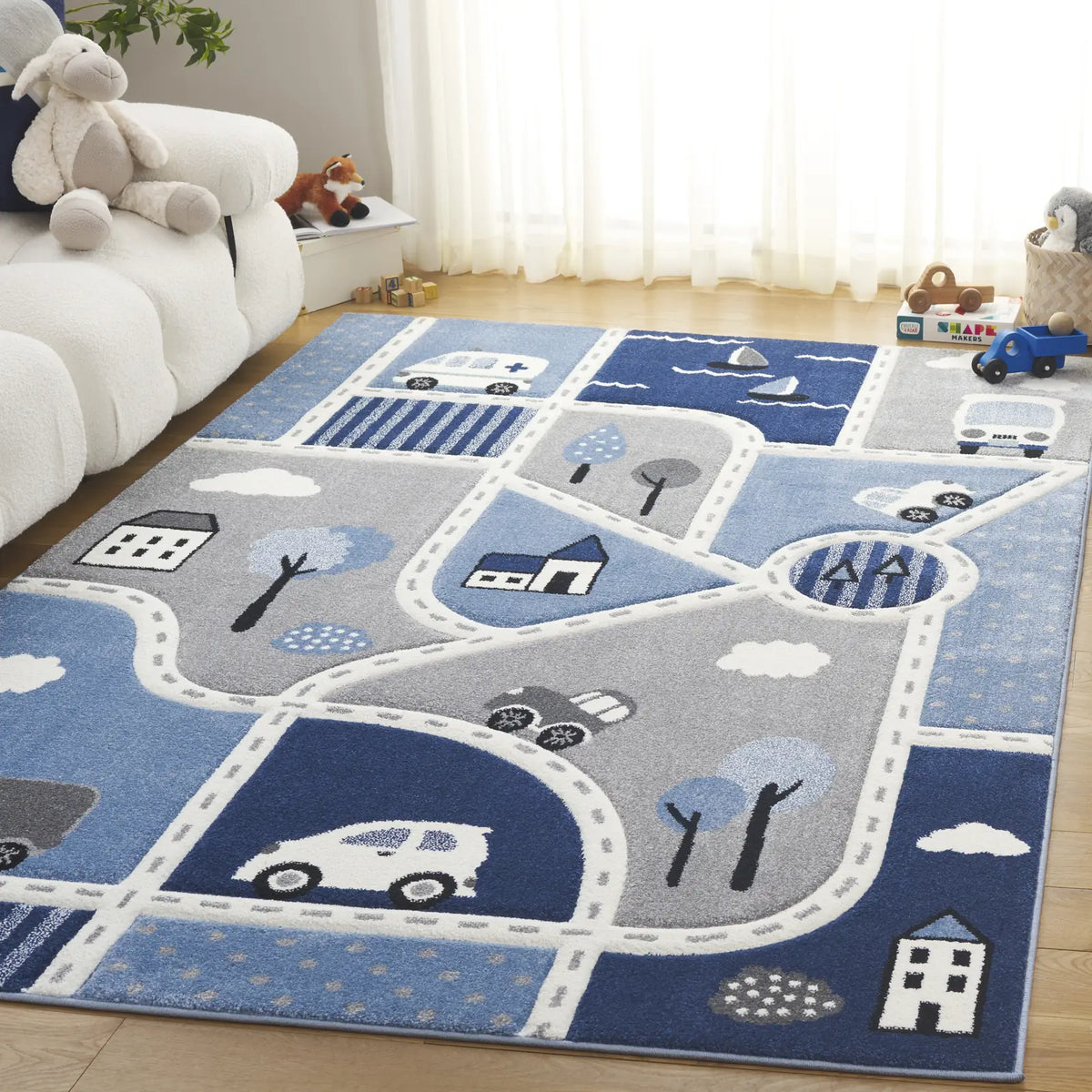 Safavieh Carousel Kids 100 4'-0" x 6'-0" Rug in Grey / Blue