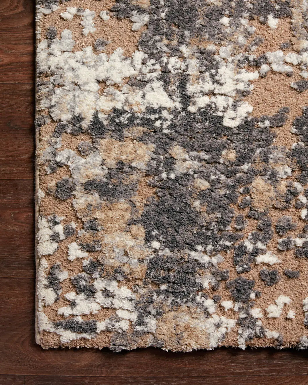 Loloi Theory Thy-04 Taupe/Grey Rugs - corner on wood