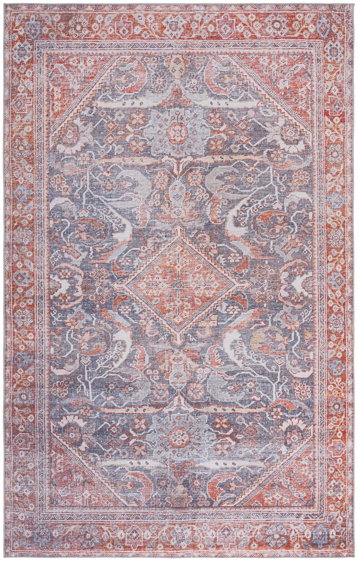 Safavieh Tucson 4'-0" x 6'-0" Rug in Grey / Rust