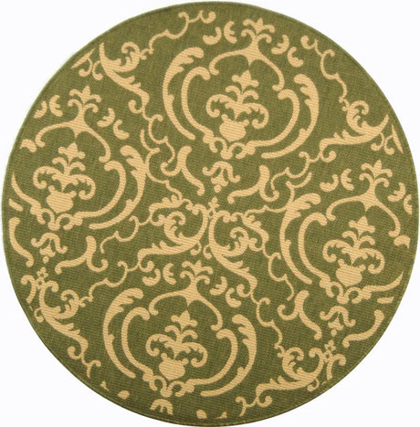 Safavieh Courtyard 5'-3" x 5'-3" Rug in Olive / Natural