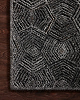 Loloi Prescott Pre-01 Charcoal Rugs - corner on wood