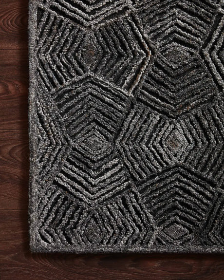 Loloi Prescott Pre-01 Charcoal Rugs - corner on wood