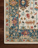 Loloi Victoria Vk-23 Ivory/Sky Rug - corner on wood