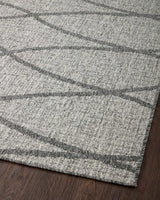 Loloi Rainier Rai-07 Dove/Grey Rug - angled corner on wood