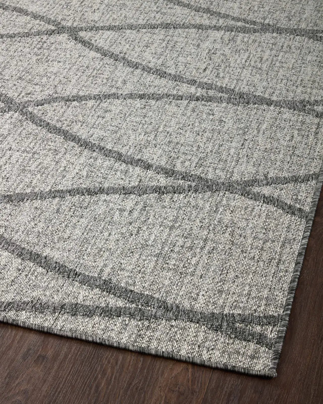 Loloi Rainier Rai-07 Dove/Grey Rug - angled corner on wood