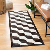 Safavieh Studio Leather 2'-3" x 7'-0" Rug in Black / Ivory