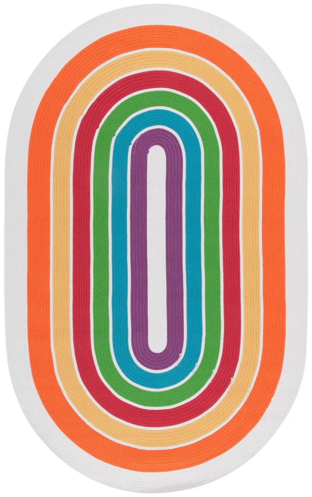 Safavieh Braided 5'-0" x 8'-0" Rug in Ivory / Rainbow
