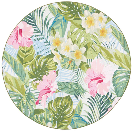 Safavieh Barbados 500 5'-3" x 5'-3" Rug in Green / Pink