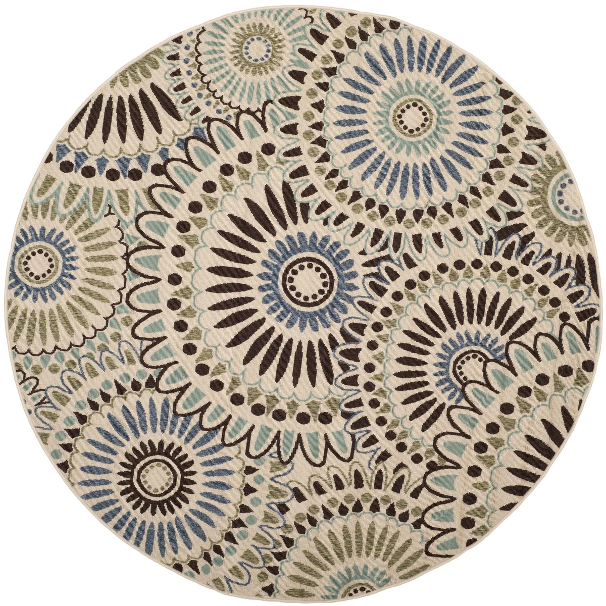 Safavieh Veranda 5'-3" x 5'-3" Rug in Cream / Blue