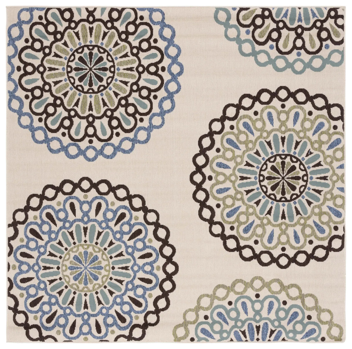 Safavieh Veranda 6'-7" x 6'-7" Rug in Cream / Blue