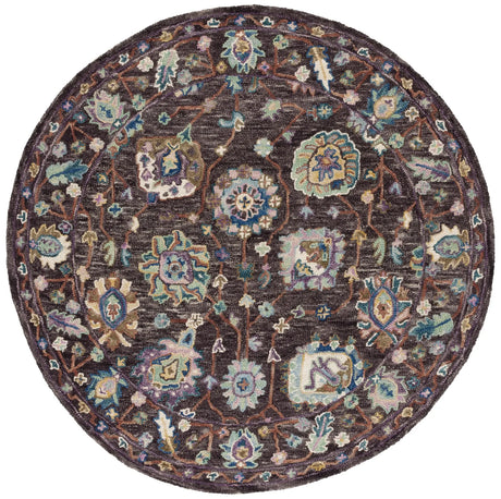 Safavieh Blossom 6'-0" x 6'-0" Rug in Charcoal / Lavender