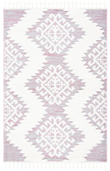 Safavieh Moroccan Tassel Shag 4'-0" x 6'-0" Rug in Pink / Ivory