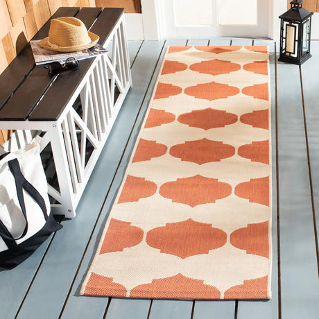 Safavieh Courtyard 2'-3" x 12'-0" Rug in Beige / Terracotta