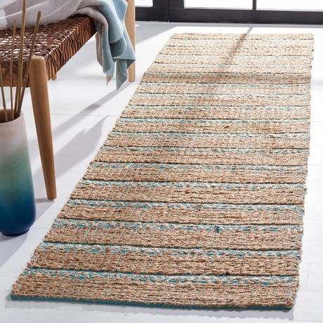 Safavieh Natural Fiber 2'-3" x 8'-0" Rug in Teal / Natural