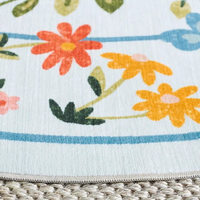 Safavieh Martha Stewart Washable 6'-0" x 6'-0" Rug in Light Blue / Rust