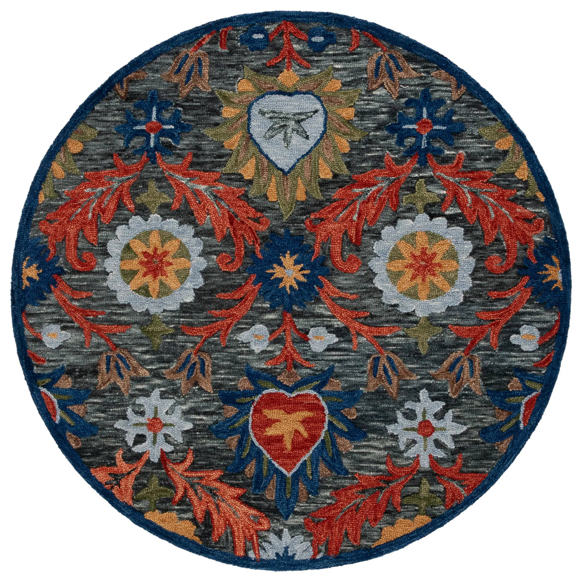 Safavieh Blossom 6'-0" x 6'-0" Rug in Charcoal / Orange