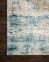 Loloi Sienne Sie-05 Ivory / Azure Rugs - corner on wood