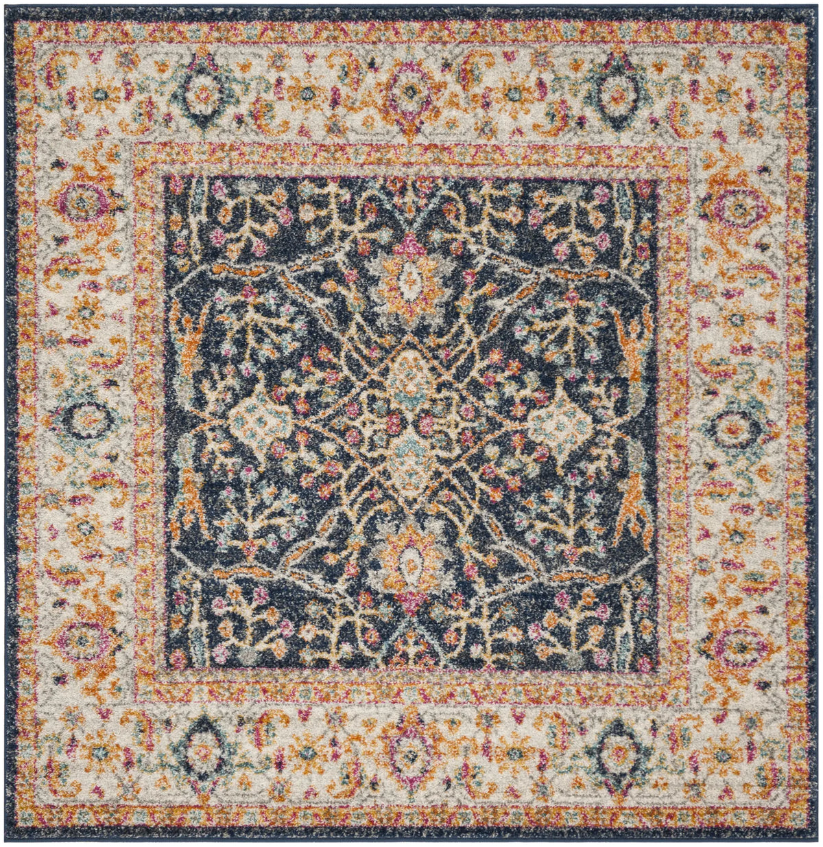 Safavieh Madison 5'-3" x 5'-3" Rug in Navy / Creme