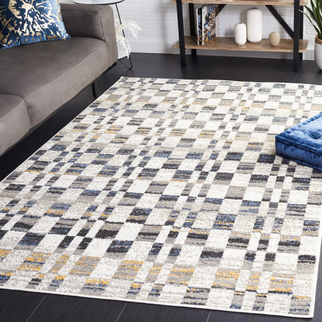 Safavieh Pyramid 4'-5" x 6'-5" Rug in Ivory / Grey Navy
