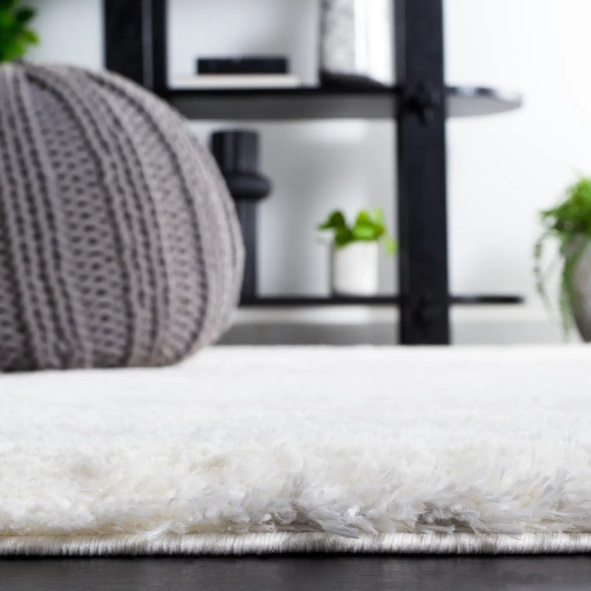 Safavieh Jasmine Shag 4'-0" x 6'-0" Rug in Ivory / Light Grey