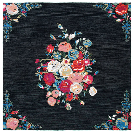 Safavieh Blossom 7'-0" x 7'-0" Rug in Black / Pink