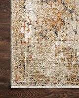 Loloi Theia The-02 Taupe/Gold Rug - corner on wood