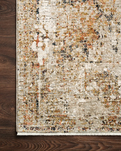 Loloi Theia The-02 Taupe/Gold Rug - corner on wood