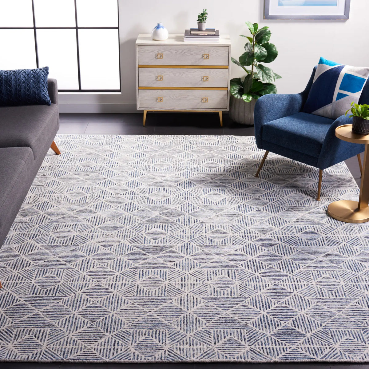 Safavieh Abstract 10'-0" x 14'-0" Rug in Blue / Ivory