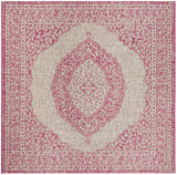 Safavieh Courtyard 6'-7" x 6'-7" Rug in Light Grey / Fuchsia